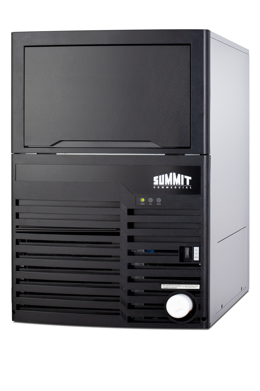 Commercially listed clear icemaker with 100 lb. ice production capacity for built-in or freestanding use